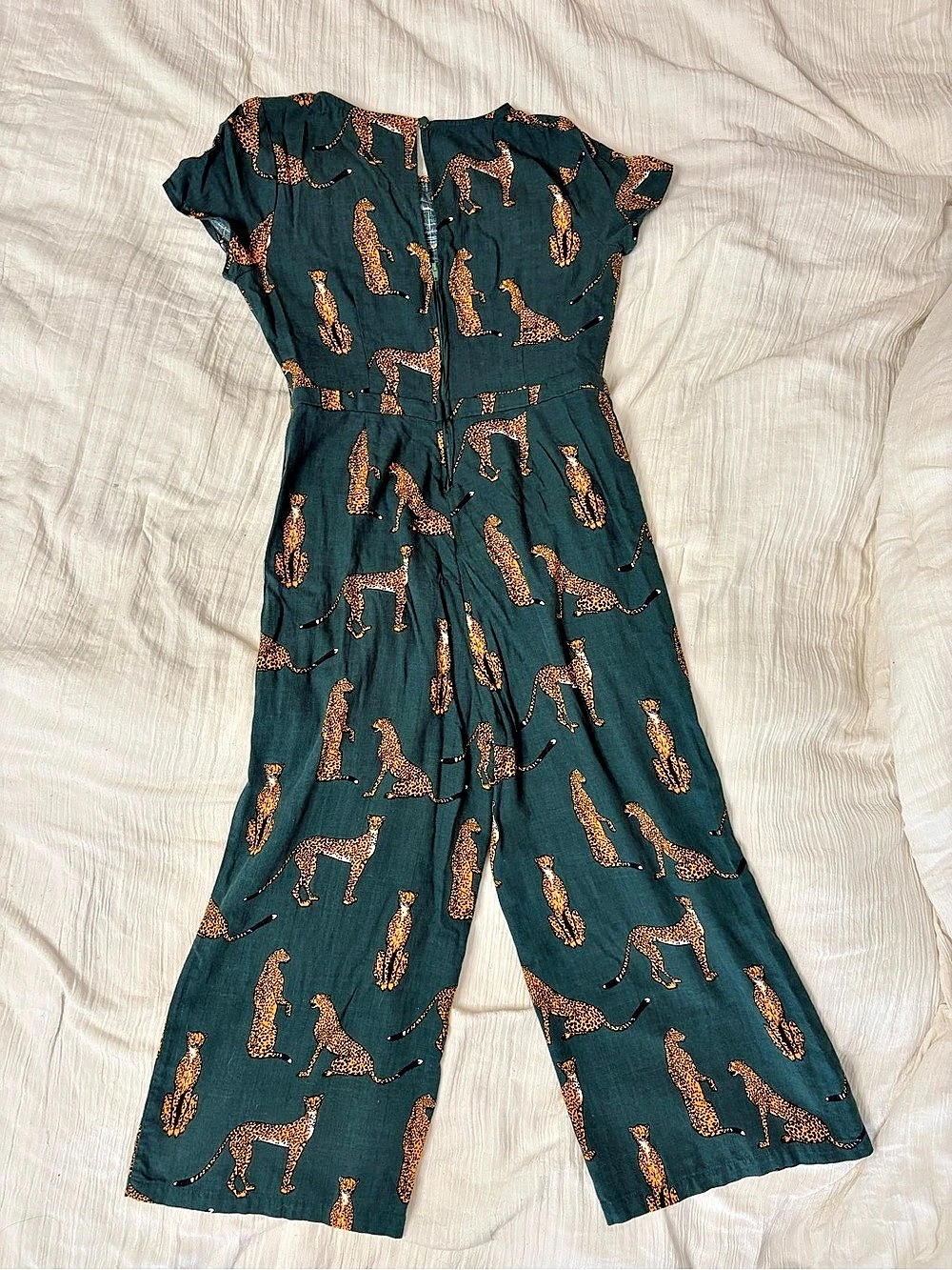 ModCloth Bold Notion Wide Leg Jumpsuit Green & Orange Size Medium - Picture 2 of 4
